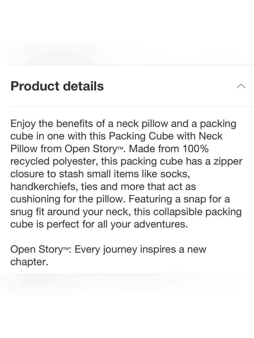 Open Story Stuffable Neck Pillow NIB